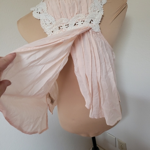 Free People Blush Pink Top With Lace - Picture 6 of 6